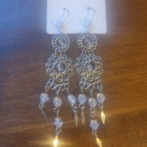 Hand made precious stone silver sexy dangling hook earrings
